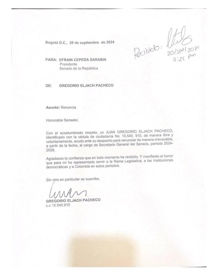 Eljach - Cuota de Mario Castaño (q.e.p.d.) podría reemplazar a Gregorio Eljach en la Secretaría del Senado