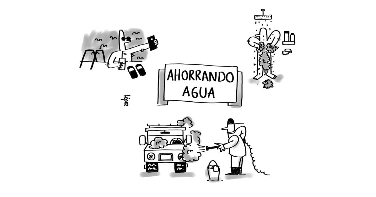 Caricatura: Ahorrando agua