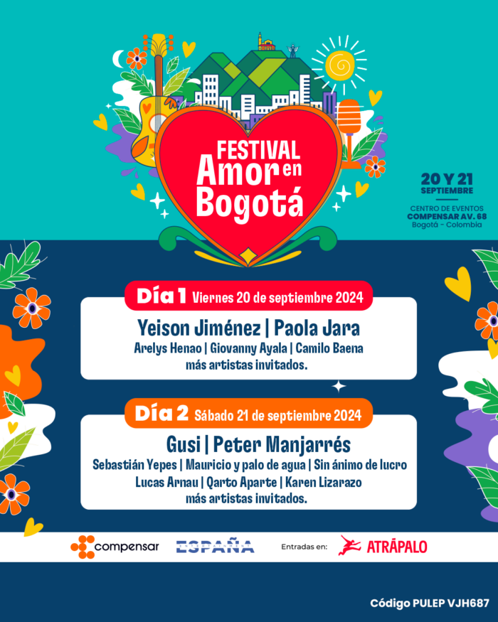  - Llega el festival 'Amor en Bogotá' este 20 y 21 de septiembre a la Plaza de Eventos Compensar