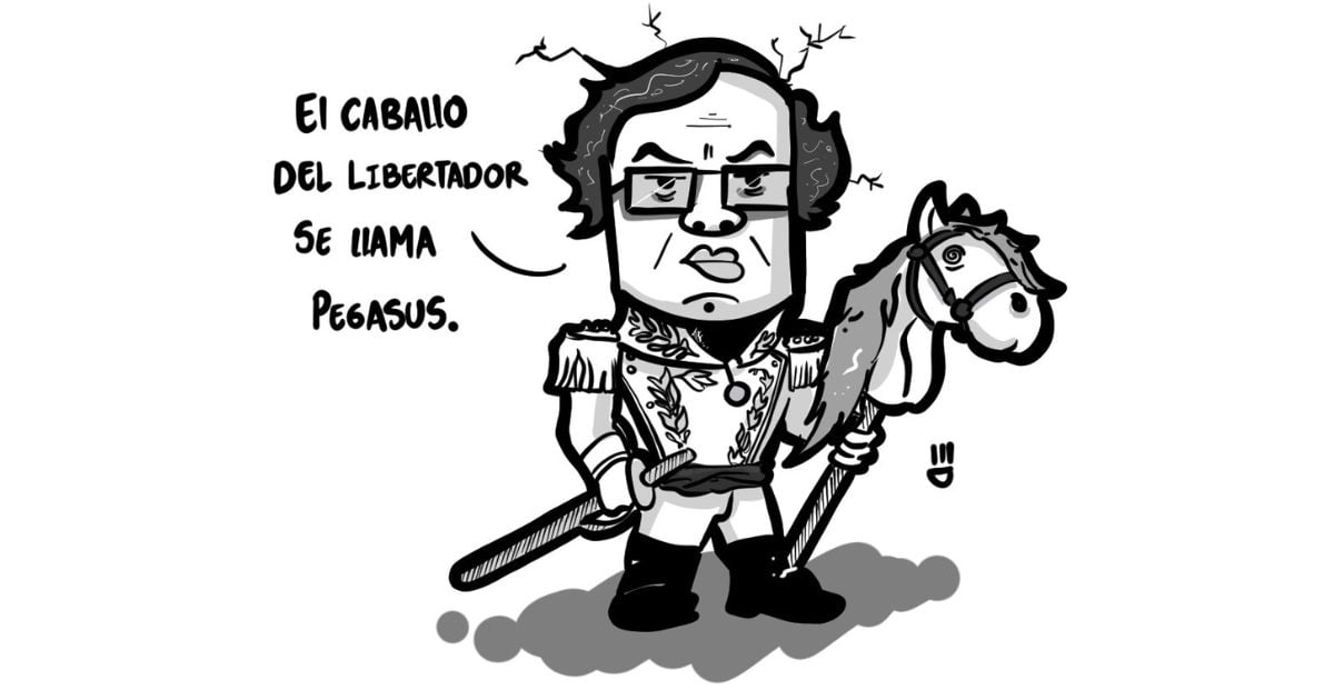 Caricatura: El caballo del Libertador