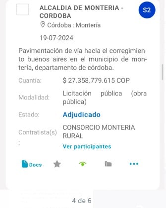  - La contratista que el alcalde de Montería Hugo Kerguelén ha favorecido con obras por  mil millones