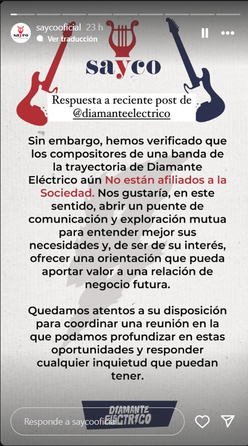 Sayco y Acinpro - Diamante Eléctrico reavivó pelea con Sayco y Acinpro y los dejó en evidencia