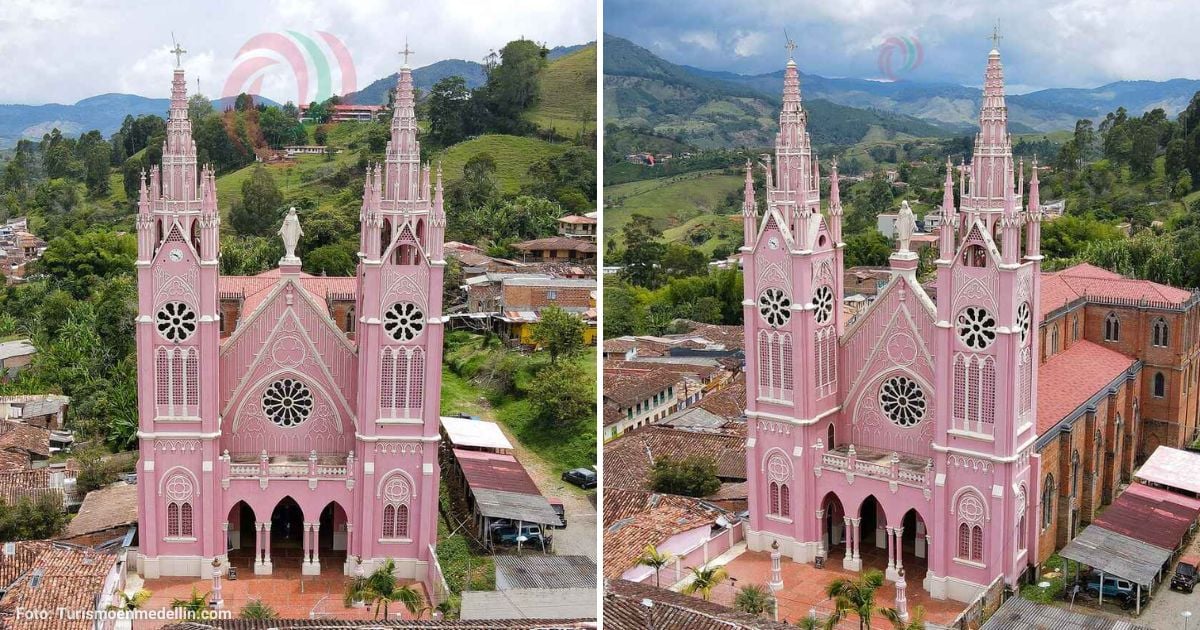 Esta es la iglesia rosada de Jericó, Antioquia, que es una maravilla arquitectónica de la región