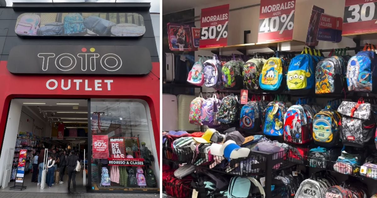 El outlet de Totto donde tienen todos los morrales de regreso a clases con hasta el 50% de descuento